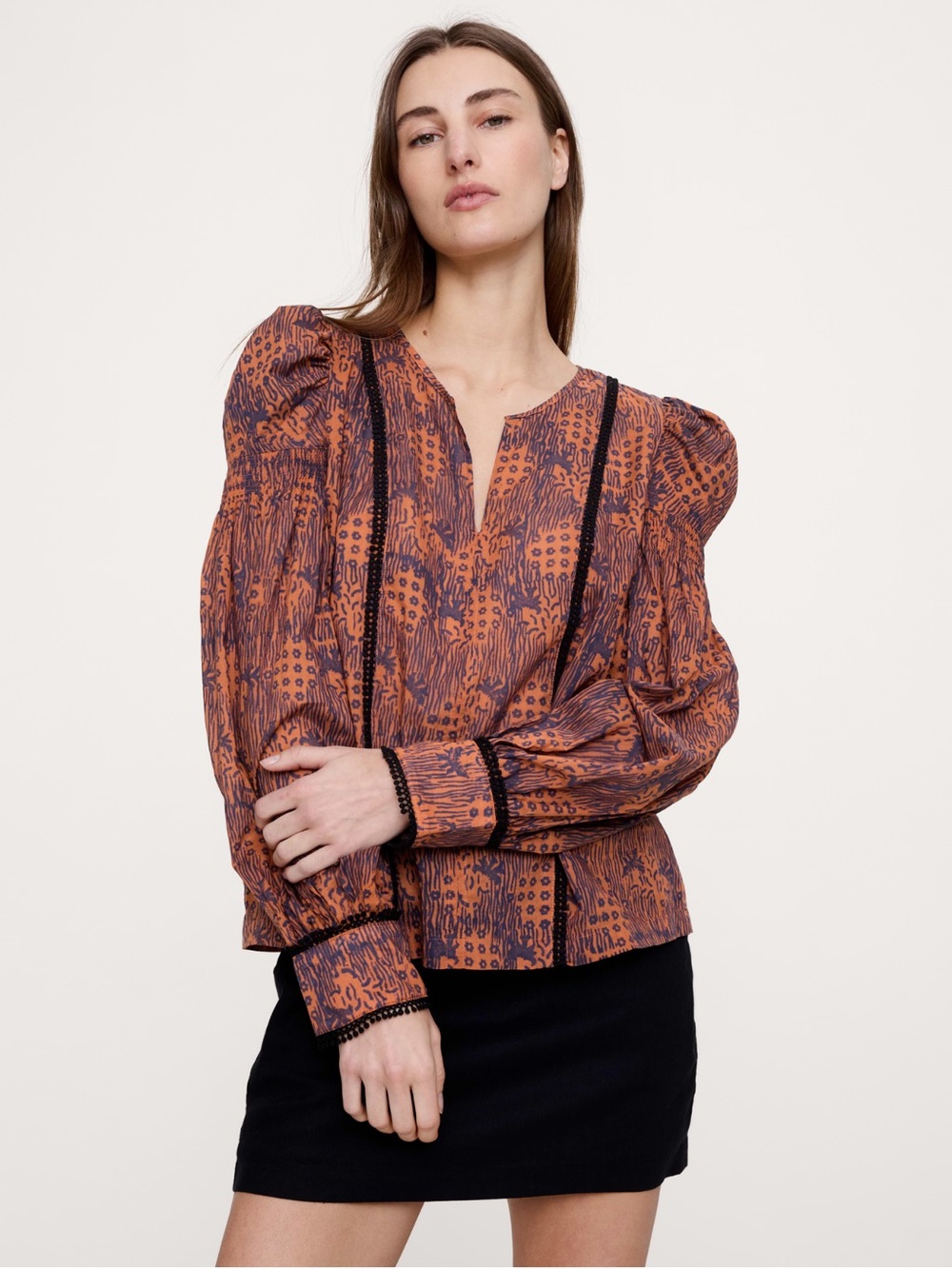 Banana Republic NWT Lightweight 100% Cotton Puff-Sleeve Top